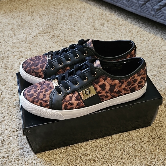 G by Guess Shoes - G by Guess GG Backer Quilted Sneakers, Black and Brown, Womens 8.5